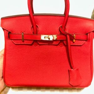 Red Leather Handbag Tote
